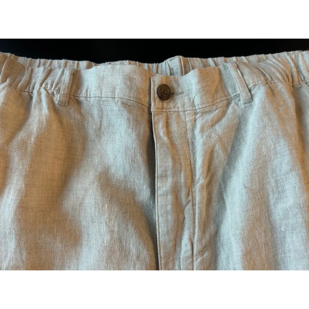 Men's Caribbean isle sands linen pants elastic waist big man 50 x 30 beige
